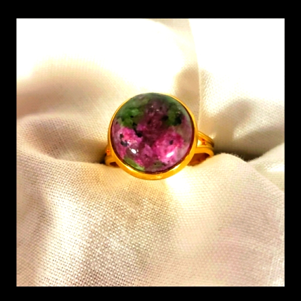 Natural Jasper Stone Goldtone Ring